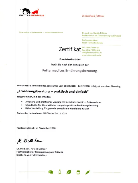 Zertifikat Futtermedicus