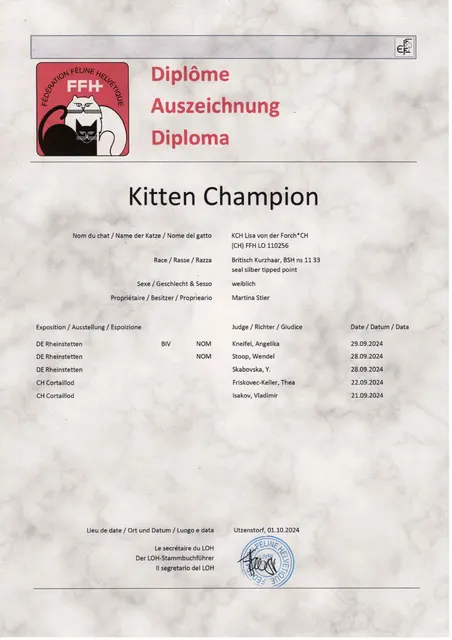 Titel KCH Lisa von der Forch