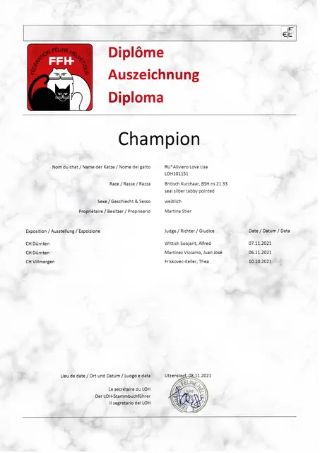 Champion Titel Lisa 11 11 21
