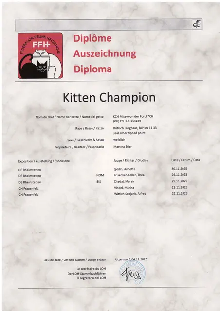 Titel KCH Missy von der Forch
